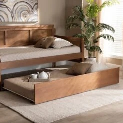 Twin Toveli Trundle Bed Ash Walnut - Baxton Studio -Home Furniture Shop-Baxton Studio GUEST 1101e1e5 9268 4f5a ae6c 989574099de2