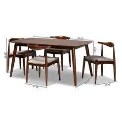 5pc Aeron Wood Dining Set Light Gray/Walnut - Baxton Studio -Home Furniture Shop-Baxton Studio GUEST 116385ec 8892 43ea b535 2d72d5b0e34f