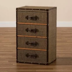 Owen Fabric Upholstered 4 Drawer Accent Storage Cabinet Brown - Baxton Studio -Home Furniture Shop-Baxton Studio GUEST 117e482d 8594 4cb3 b51a aca5d43497e8