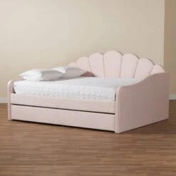 Queen Timila Velvet Fabric Upholstered Daybed With Trundle Light Pink - Baxton Studio 24 Queen Timila Velvet Fabric Upholstered Daybed With Trundle Light Pink - Baxton Studio -Home Furniture Shop-Baxton Studio GUEST 11b68952 7945 4b69 b45a 79c80773a124