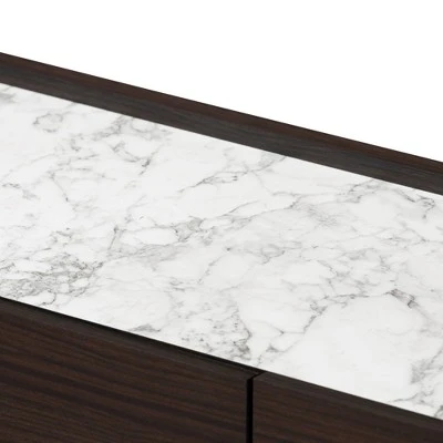 Walker Wood 6 Drawer Dresser With Faux Marble Top Dark Brown/Marble/Gold - Baxton Studio 7 Walker Wood 6 Drawer Dresser With Faux Marble Top Dark Brown/Marble/Gold - Baxton Studio - Image 5