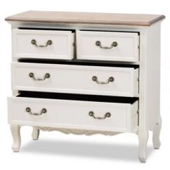 Amalie 4 Drawer Accent Dresser White/Oak - Baxton Studio