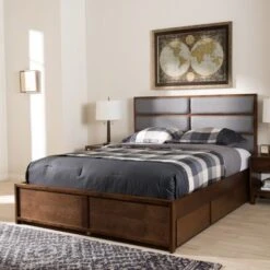 Macey Modern And Contemporary Fabric Upholstered Walnut Finished Storage Platform Bed Gray/Brown - Baxton Studio 20 Macey Modern And Contemporary Fabric Upholstered Walnut Finished Storage Platform Bed Gray/Brown - Baxton Studio -Home Furniture Shop-Baxton Studio GUEST 12a386f6 7217 4620 8441 d2ba32db5f13