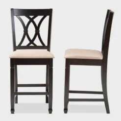 2pc Reneau Finished Wood Counter Height Pub Chairs - Baxton Studio -Home Furniture Shop-Baxton Studio GUEST 12af6a3d bad4 48cd baa8 21c78c040504