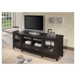 Walda Wood Cabinet With 2 Sliding Doors And 2 Drawers TV Stand For TVs Up To 70" Dark Brown - Baxton Studio -Home Furniture Shop-Baxton Studio GUEST 12c1cc7e ec11 4276 b7b3 307f940fae18