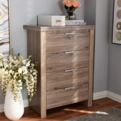Laverne Modern And Contemporary Oak Finished 4 Drawer Chest Brown - Baxton Studio -Home Furniture Shop-Baxton Studio GUEST 133ea76d 78ac 4d3f b459 a6297d7a27c5