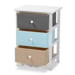 Kalila Wood 3 Drawer Nightstand White - Baxton Studio -Home Furniture Shop-Baxton Studio GUEST 13516e3d 0ee7 4a54 9f38 34602b5e3611