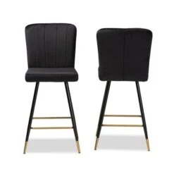2pc Preston Two-Tone And Metal Bar Stool Set - Baxton Studio