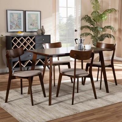 5pc Nori Upholstered Wood Dining Set - Baxton Studio 7 5pc Nori Upholstered Wood Dining Set - Baxton Studio - Image 5