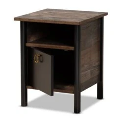 Vaughan Two-Tone Rustic Finished Wood Nightstand Walnut - Baxton Studio