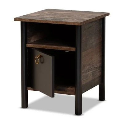 Vaughan Two-Tone Rustic Finished Wood Nightstand Walnut - Baxton Studio 3 Vaughan Two-Tone Rustic Finished Wood Nightstand Walnut - Baxton Studio