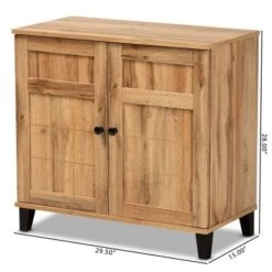 Glidden Wood 2 Door Shoe Storage Cabinet Oak Brown - Baxton Studio -Home Furniture Shop-Baxton Studio GUEST 14a772a4 bbf8 4ecc 9302 b255594bb04c