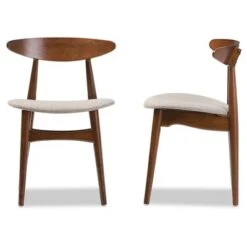 Set Of 2 Flora Mid-Century Modern Light Gray Fabric & Oak Medium Brown Finishing Wood Dining Chairs - Baxton Studio -Home Furniture Shop-Baxton Studio GUEST 15151f43 8689 4072 b2c4 9a61db7d6f9d