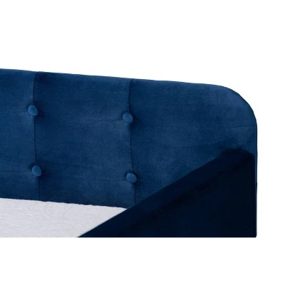 Jona Velvet Fabric Upholstered And Button Tufted Daybed With Trundle - Baxton Studio 7 Jona Velvet Fabric Upholstered And Button Tufted Daybed With Trundle - Baxton Studio - Image 5