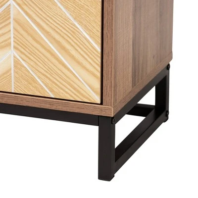 Josephine Two-Tone Wood And Metal 2 Door Storage Cabinet Walnut Brown/White/Black - Baxton Studio 8 Josephine Two-Tone Wood And Metal 2 Door Storage Cabinet Walnut Brown/White/Black - Baxton Studio - Image 6