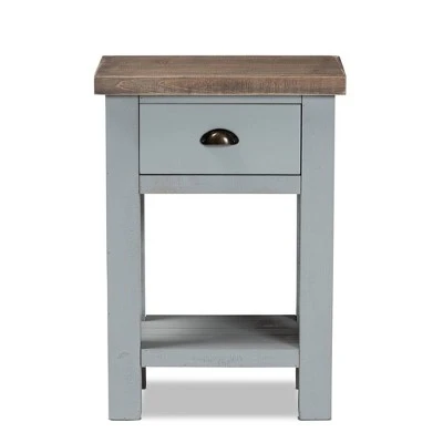 Hastin Two-Tone Wood 1 Drawer Nightstand Brown/Gray - Baxton Studio 4 Hastin Two-Tone Wood 1 Drawer Nightstand Brown/Gray - Baxton Studio - Image 2