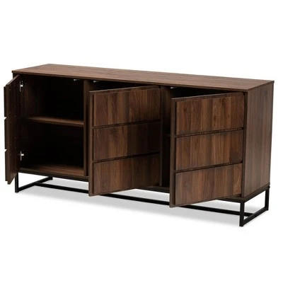 Neil Wood And Metal Dining Room Buffet Brown/Black - Baxton Studio 3 Neil Wood And Metal Dining Room Buffet Brown/Black - Baxton Studio
