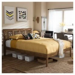 Trina Contemporary Tree Branch Inspired Wood Platform Bed Walnut Brown - Baxton Studio 9 Trina Contemporary Tree Branch Inspired Wood Platform Bed Walnut Brown - Baxton Studio -Home Furniture Shop-Baxton Studio GUEST 168544c9 7b20 4f24 a504 7b4a466f8822