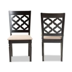 2pc Ramiro Fabric And Wood Dining Chairs Set - Baxton Studio