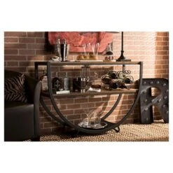 Blakes Rustic Industrial Style Textured Finish Metal Distressed Wood Console Table - Antique Black - Baxton Studio -Home Furniture Shop-Baxton Studio GUEST 16c0d5ab a065 43d2 abdd 127fa15f9add