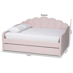 Queen Timila Velvet Fabric Upholstered Daybed With Trundle Light Pink - Baxton Studio 25 Queen Timila Velvet Fabric Upholstered Daybed With Trundle Light Pink - Baxton Studio -Home Furniture Shop-Baxton Studio GUEST 17b07922 d6c0 408b b620 a270e65e5644