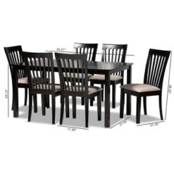7pc Minette Fabric Upholstered Espresso Wood Dining Set Sand/Dark Brown - Baxton Studio -Home Furniture Shop-Baxton Studio GUEST 181c3605 3063 4f9d b284 d23a6334721f