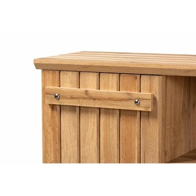 1 Door Eren Farmhouse Natural Wood Shoe Cabinet Brown - Baxton Studio 6 1 Door Eren Farmhouse Natural Wood Shoe Cabinet Brown - Baxton Studio - Image 4
