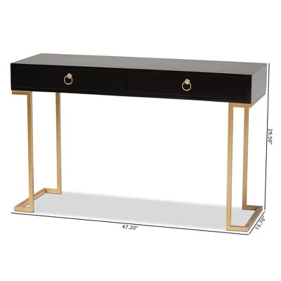 Beagan Wood And Metal 2 Drawer Console Table Black/Gold - Baxton Studio 11 Beagan Wood And Metal 2 Drawer Console Table Black/Gold - Baxton Studio - Image 9
