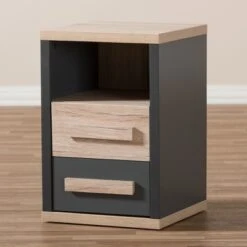 Pandora Modern And Contemporary Two-Tone 2 Drawer Nightstand Dark Gray - Baxton Studio -Home Furniture Shop-Baxton Studio GUEST 19a41d65 6628 454b a31d f1b93dbbaa28