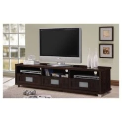 Gerhardine Wood 3 Drawer TV Stand For TVs Up To 62" Dark Brown - Baxton Studio -Home Furniture Shop-Baxton Studio GUEST 19de5a22 a08a 41e1 8630 8ebe87029a83