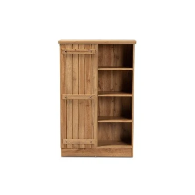 1 Door Eren Farmhouse Natural Wood Shoe Cabinet Brown - Baxton Studio 4 1 Door Eren Farmhouse Natural Wood Shoe Cabinet Brown - Baxton Studio - Image 2