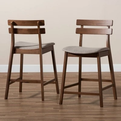 Set Of 2 Larine Wood Counter Height Barstools - Baxton Studio 9 Set Of 2 Larine Wood Counter Height Barstools - Baxton Studio - Image 7