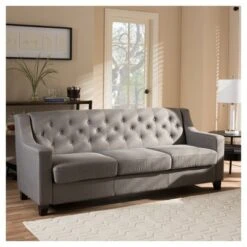 Arcadia Modern And Contemporary Fabric Upholstered Button Tufted Living Room 3 Seater Sofa - Baxton Studio -Home Furniture Shop-Baxton Studio GUEST 1a985c2d ee45 46bf 8499 aa0766678ecf