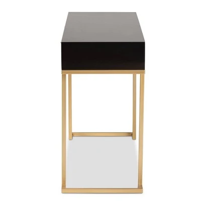 Beagan Wood And Metal 2 Drawer Console Table Black/Gold - Baxton Studio 6 Beagan Wood And Metal 2 Drawer Console Table Black/Gold - Baxton Studio - Image 4
