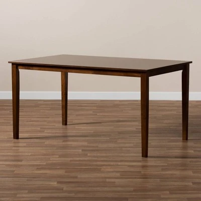 Eveline Rectangular Wood Dining Table Walnut Brown - Baxton Studio 7 Eveline Rectangular Wood Dining Table Walnut Brown - Baxton Studio - Image 5