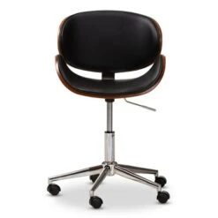 Baxton Studio Ambrosio Faux Leather Upholstered Chrome Finished Metal Adjustable Office Chair Black - BaxtonStudio -Home Furniture Shop-Baxton Studio GUEST 1ca42c00 ed3c 4b03 9625 6414b87a6970