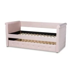 Amaya Velvet Daybed With Trundle - Baxton Studio -Home Furniture Shop-Baxton Studio GUEST 1ccdb031 64d9 45a5 af65 305f43b146f0