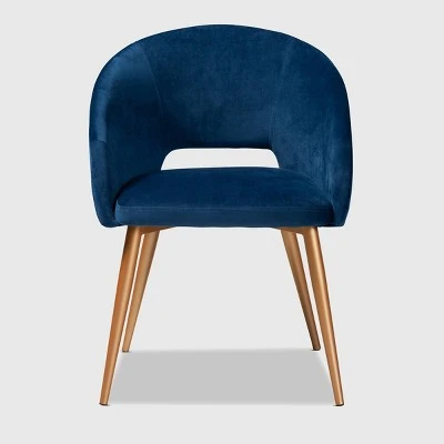 Vianne Velvet Upholstered Metal Dining Chair Navy Blue/Gold - Baxton Studio 3 Vianne Velvet Upholstered Metal Dining Chair Navy Blue/Gold - Baxton Studio