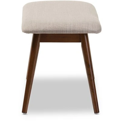 Flora Mid-Century Modern Light Gray Fabric & Oak Medium Brown Finishing Wood Dining Bench - Baxton Studio 4 Flora Mid-Century Modern Light Gray Fabric & Oak Medium Brown Finishing Wood Dining Bench - Baxton Studio - Image 2