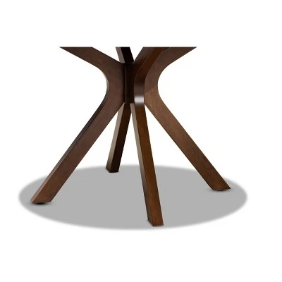 48" Kenji Wide Round Wood Dining Table Walnut - Baxton Studio 5 48" Kenji Wide Round Wood Dining Table Walnut - Baxton Studio - Image 3