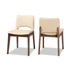 2pc Afton Faux Leather Upholstered And Wood Dining Chair Set - Baxton Studio -Home Furniture Shop-Baxton Studio GUEST 1d626db8 81fd 4a85 b855 921edaefe4aa