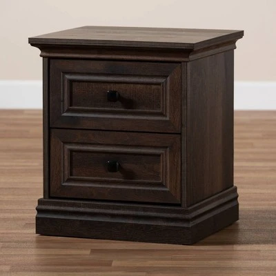 Nolan 2 Drawer Wood Nightstand Brown/Black - Baxton Studio 9 Nolan 2 Drawer Wood Nightstand Brown/Black - Baxton Studio - Image 7