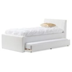 Twin Cosmo Modern And Contemporary Faux Leather Trundle Bed White - Baxton Studio