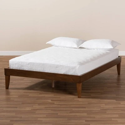 Lucina Walnut Platform Bed Frame Brown - Baxton Studio 7 Lucina Walnut Platform Bed Frame Brown - Baxton Studio - Image 5