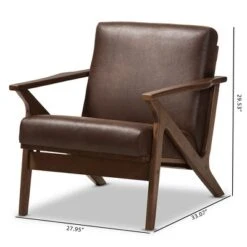 Bianca Mid Century Modern Walnut Wood Distressed Faux Leather Lounge Chair Dark Brown - Baxton Studio -Home Furniture Shop-Baxton Studio GUEST 1e41b913 7a1d 46b2 9172 8a8b7cd36fa7