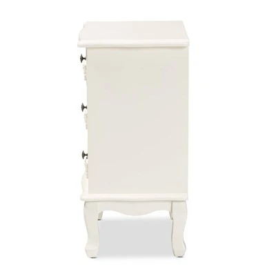 Callen Wood 3 Drawer Nightstand White - Baxton Studio 6 Callen Wood 3 Drawer Nightstand White - Baxton Studio - Image 4