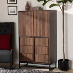 Neil Wood And Metal Storage Cabinet Brown/Black - Baxton Studio -Home Furniture Shop-Baxton Studio GUEST 1edf5f6f fc8f 4e57 9363 95b155cadc80