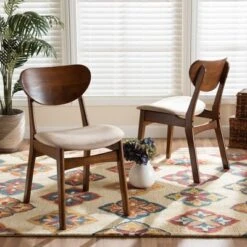 2pc Katya Fabric Upholstered And Wood Dining Chair Set - Baxton Studio -Home Furniture Shop-Baxton Studio GUEST 1f49accb 78a7 4902 9c31 ef8135024e2b
