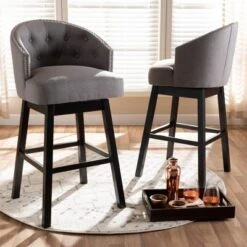 Set Of 2 Theron Swivel Barstools - Baxton Studio -Home Furniture Shop-Baxton Studio GUEST 2043ea04 c45c 4918 ae77 7e713649bbd9