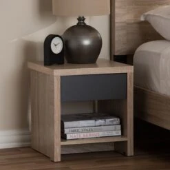 Jamie Modern And Contemporary Two - Tone Wood 1 - Drawer 1 - Shelf Nightstand - Brown - Baxton Studio -Home Furniture Shop-Baxton Studio GUEST 2099b310 89d6 4358 adad db893e303afe